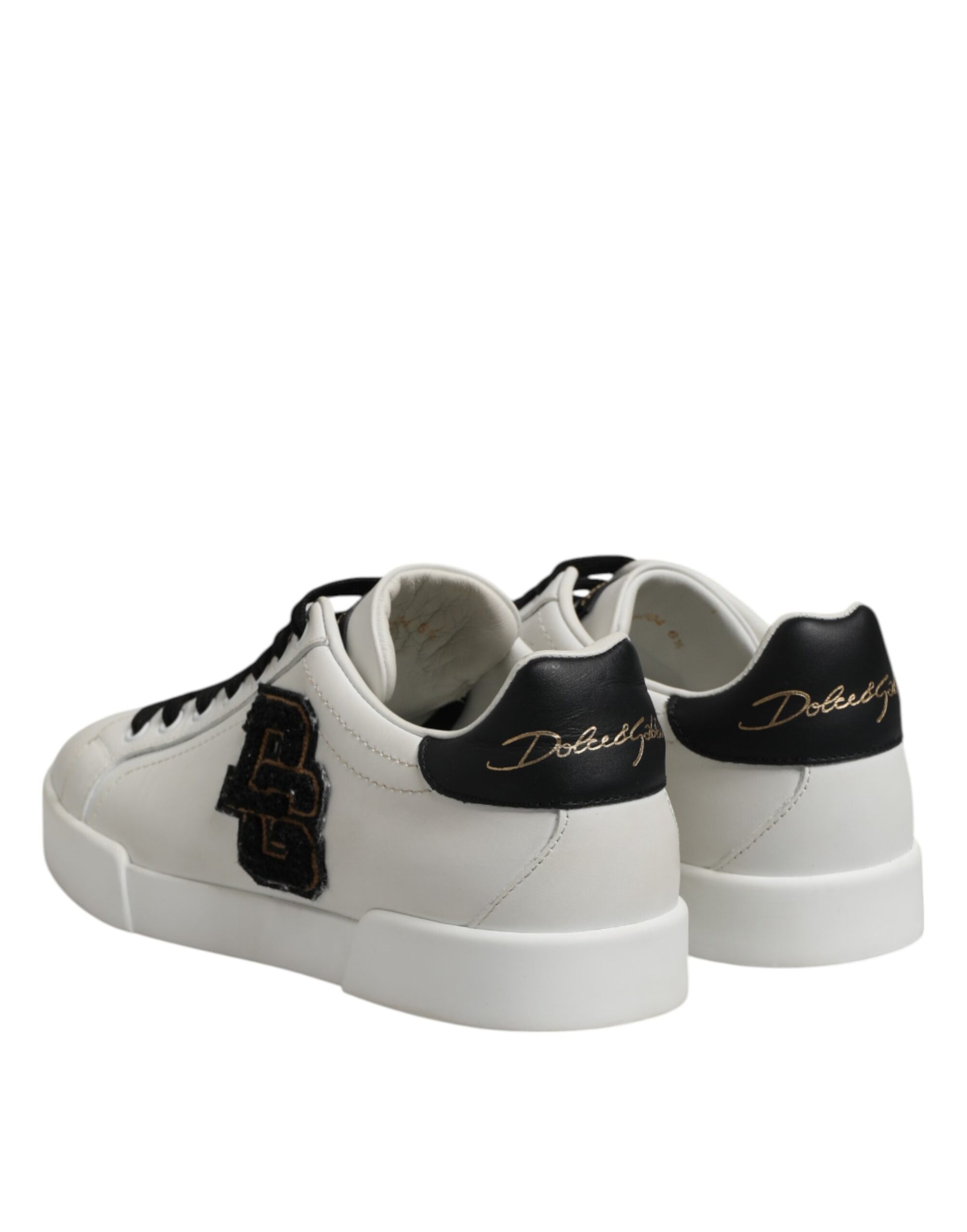 White Black Leather Lace Up Sneakers Shoes
