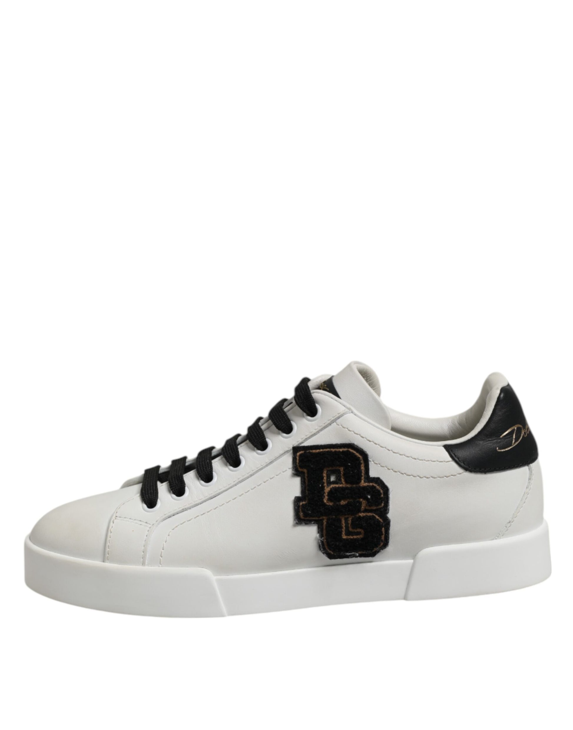 White Black Leather Lace Up Sneakers Shoes