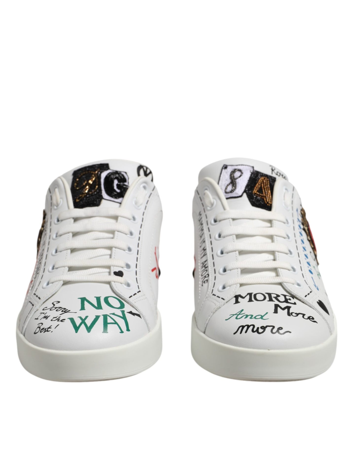 White Stud Heart Embellished Sneakers Shoes