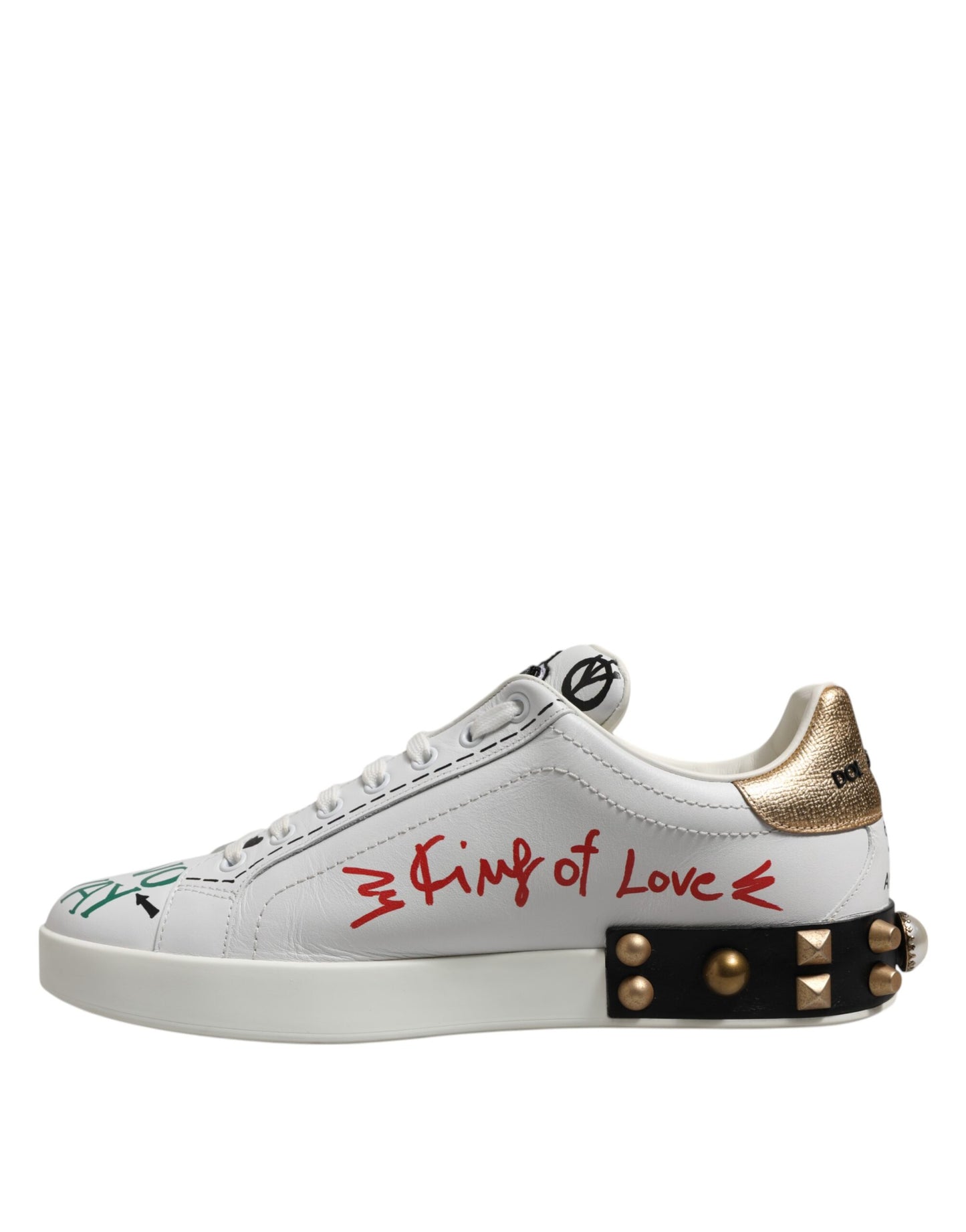 White Stud Heart Embellished Sneakers Shoes