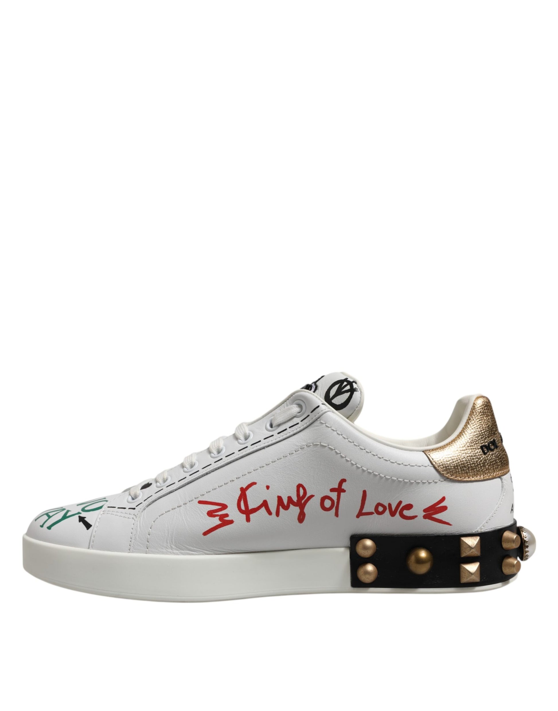White Stud Heart Embellished Sneakers Shoes