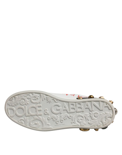White Stud Heart Embellished Sneakers Shoes