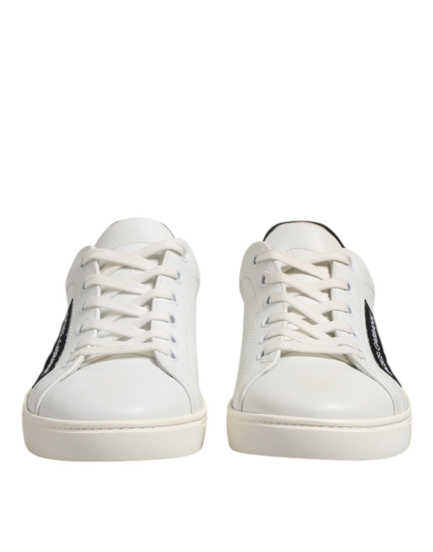 White Black Leather Lace Up Men Sneakers Shoes