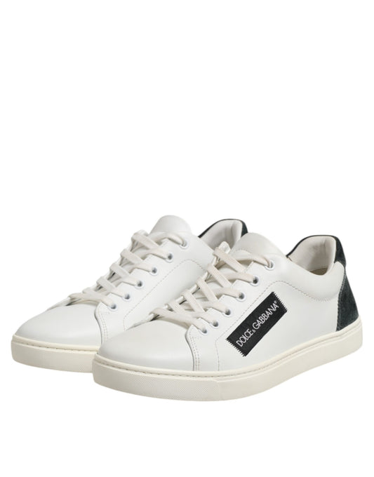 White Black Leather Lace Up Men Sneakers Shoes