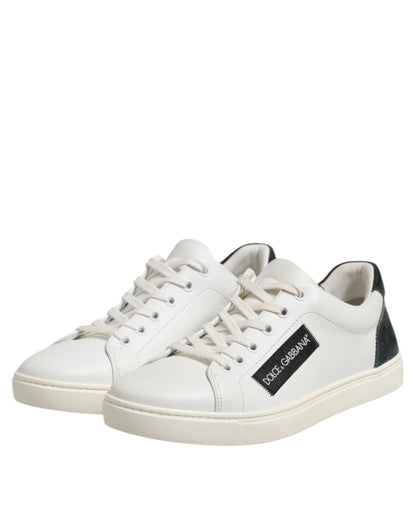 White Black Leather Lace Up Men Sneakers Shoes