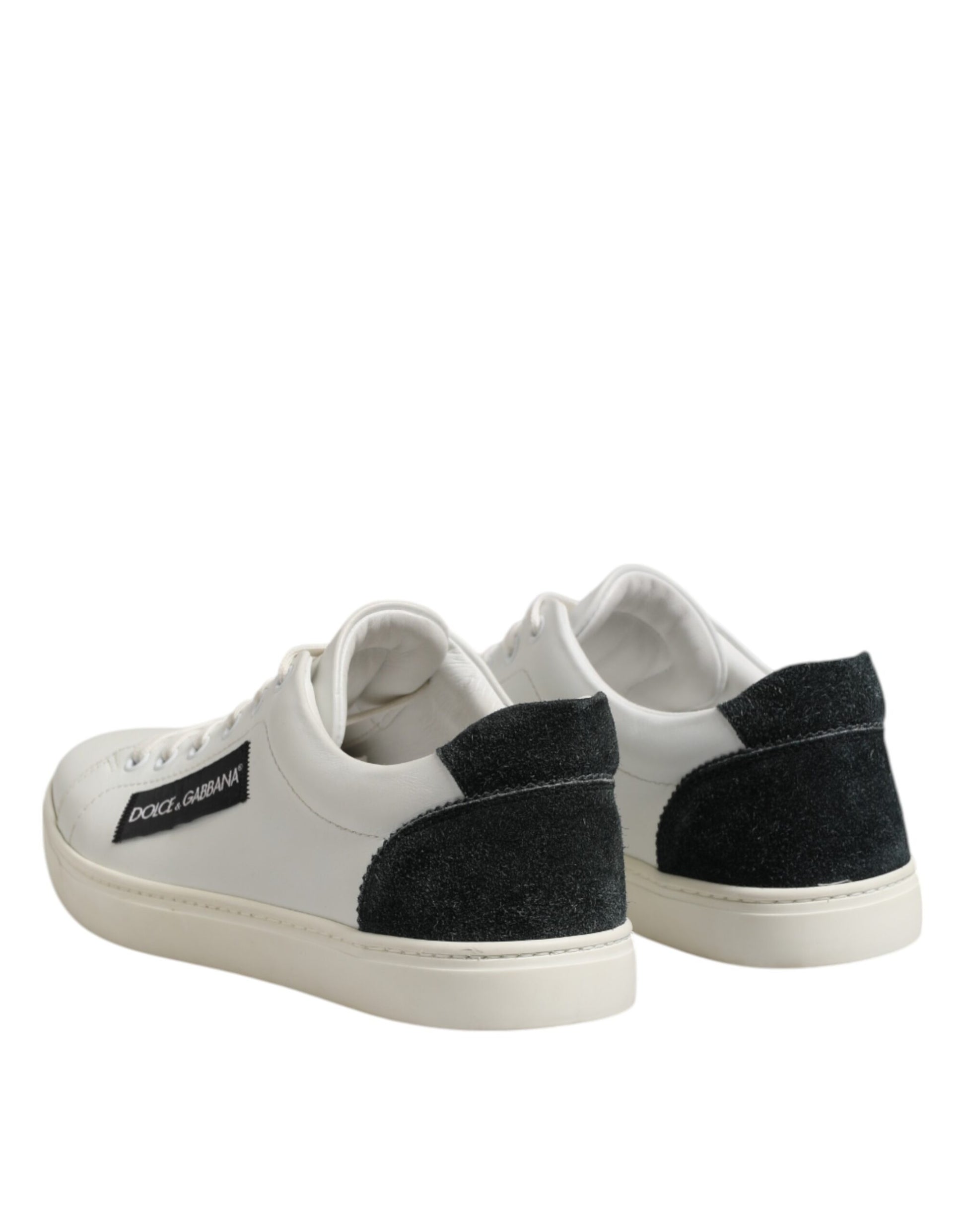 White Black Leather Lace Up Men Sneakers Shoes