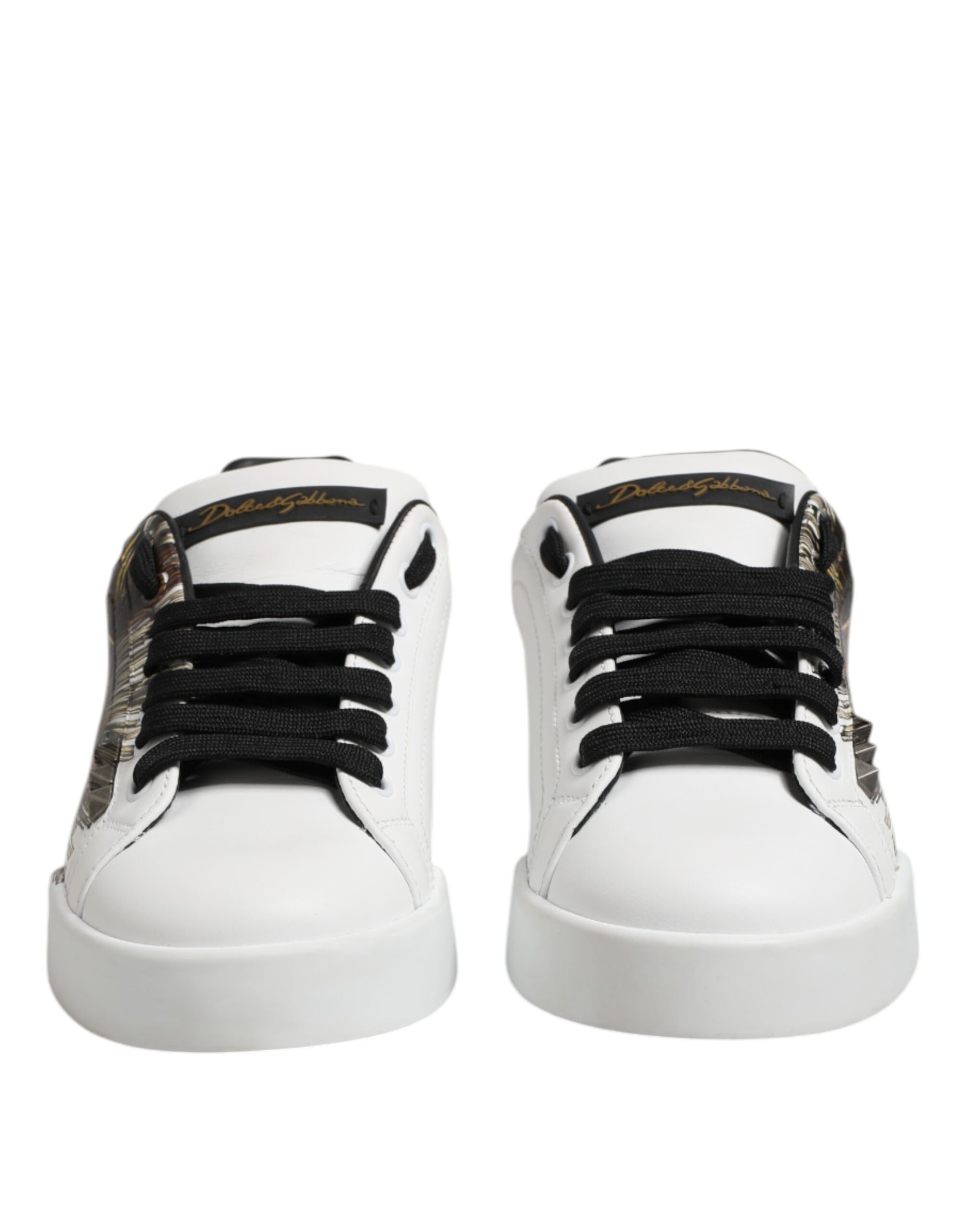 White Leather Heart Print Sneakers Shoes