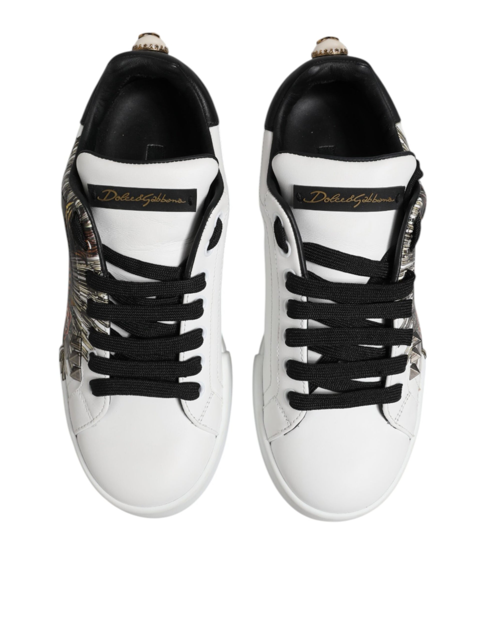 White Leather Heart Print Sneakers Shoes
