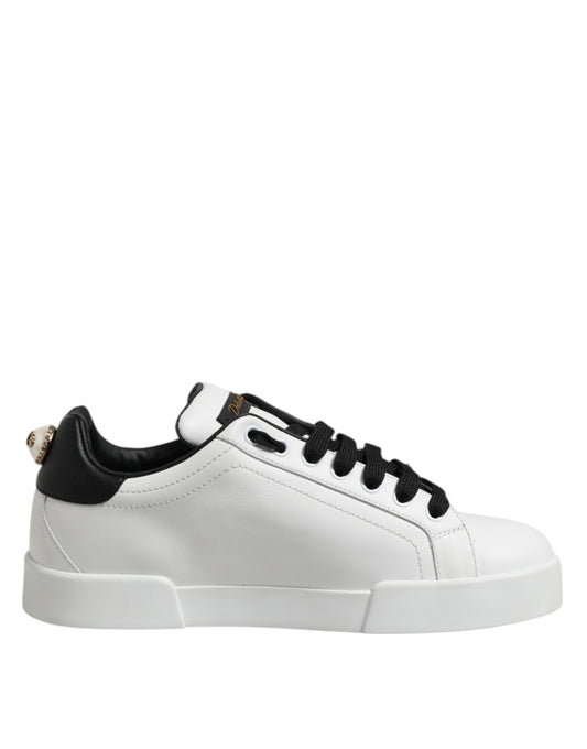 White Leather Heart Print Sneakers Shoes