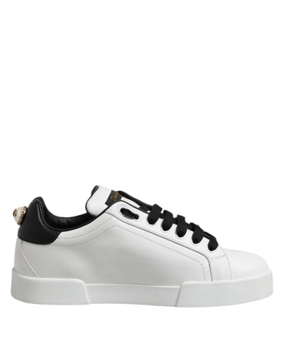 White Leather Heart Print Sneakers Shoes