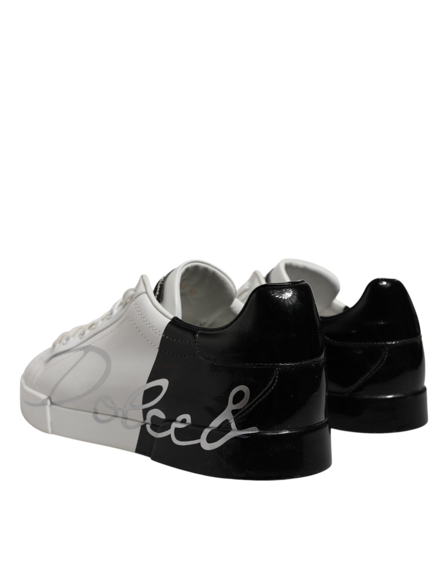 White Black Logo Low Top Leather Sneakers Shoes