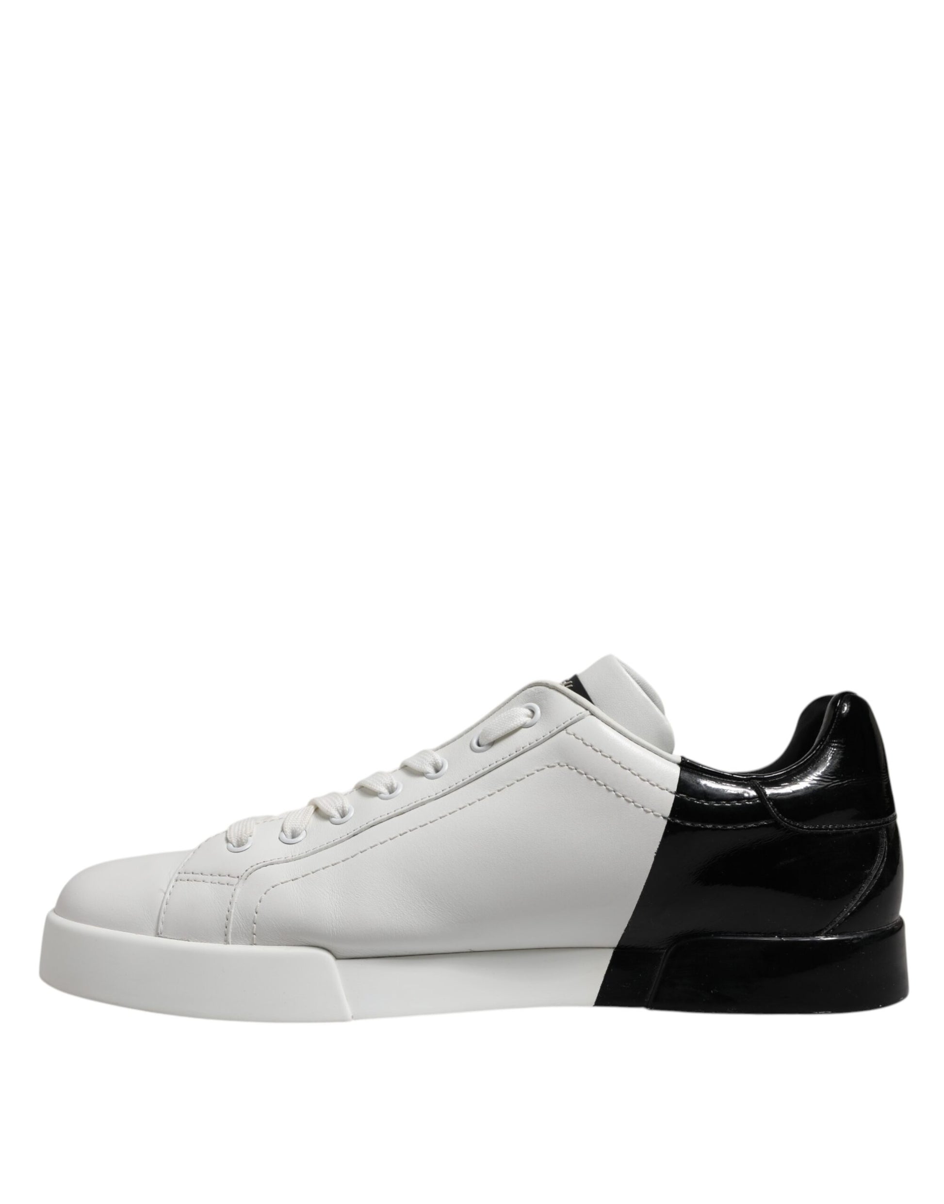 White Black Logo Low Top Leather Sneakers Shoes
