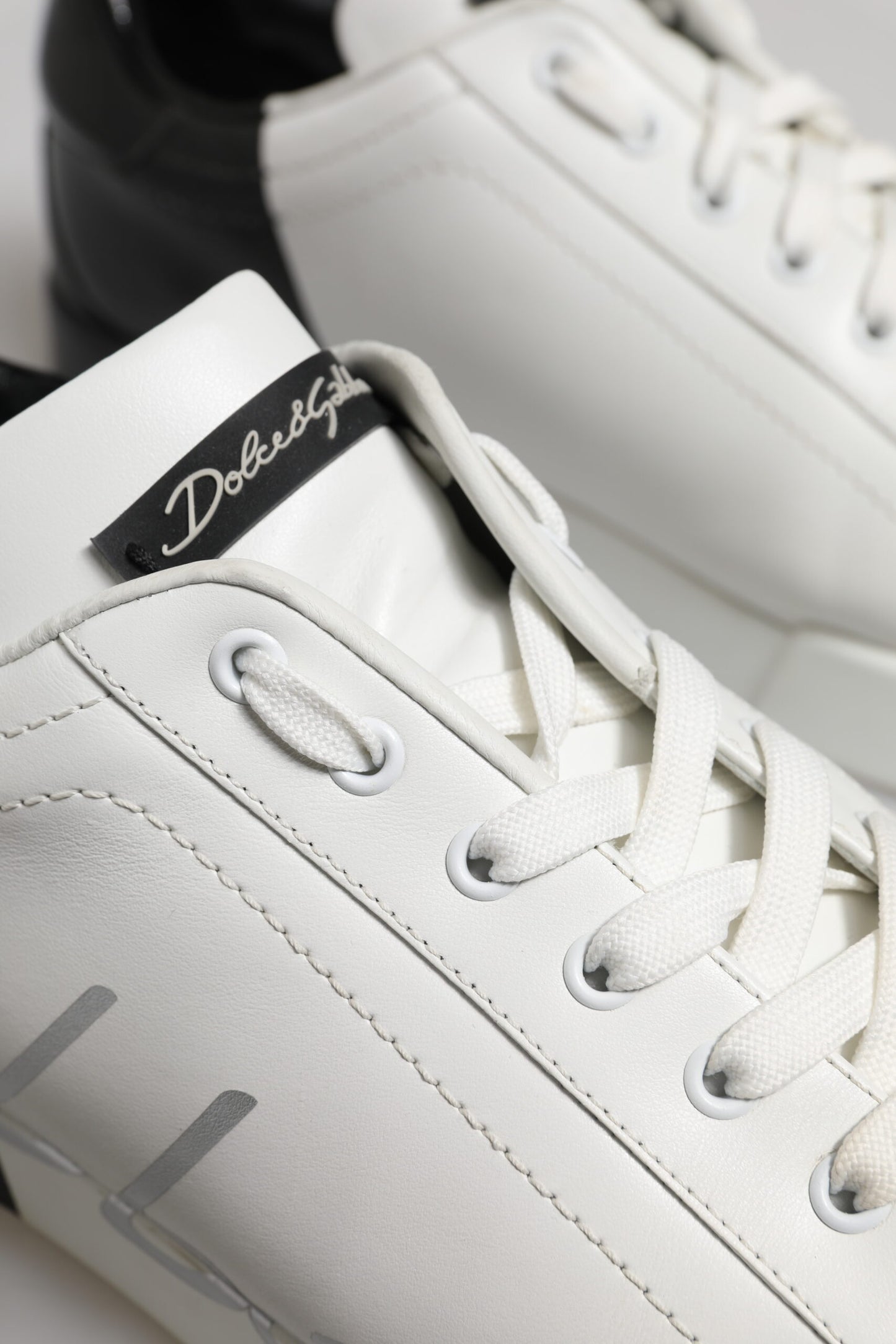 White Black Logo Low Top Leather Sneakers Shoes