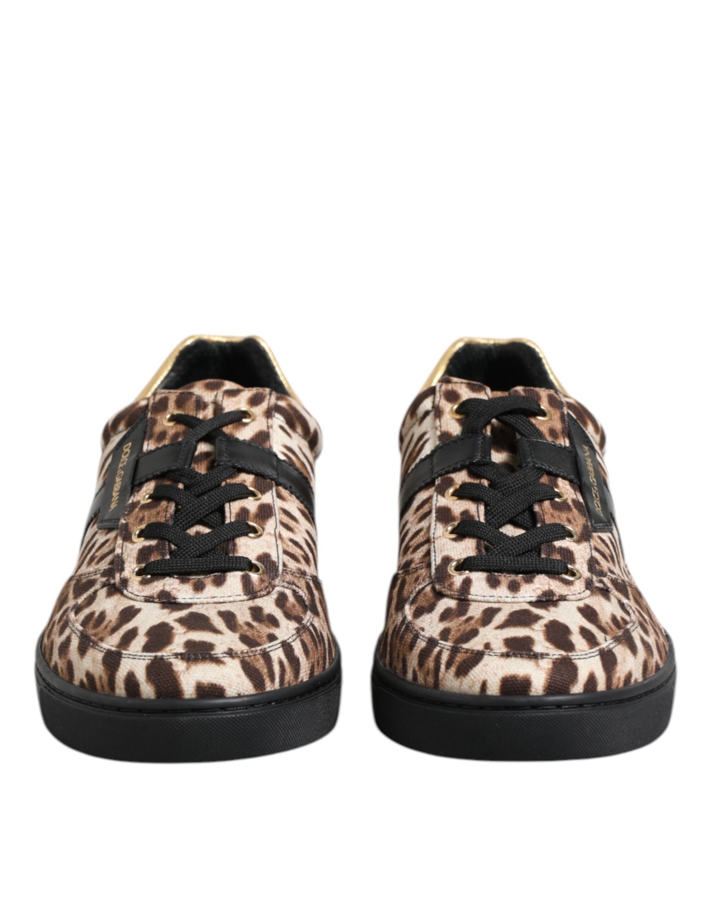 Brown Leopard Logo Print Cotton Sneakers Shoes
