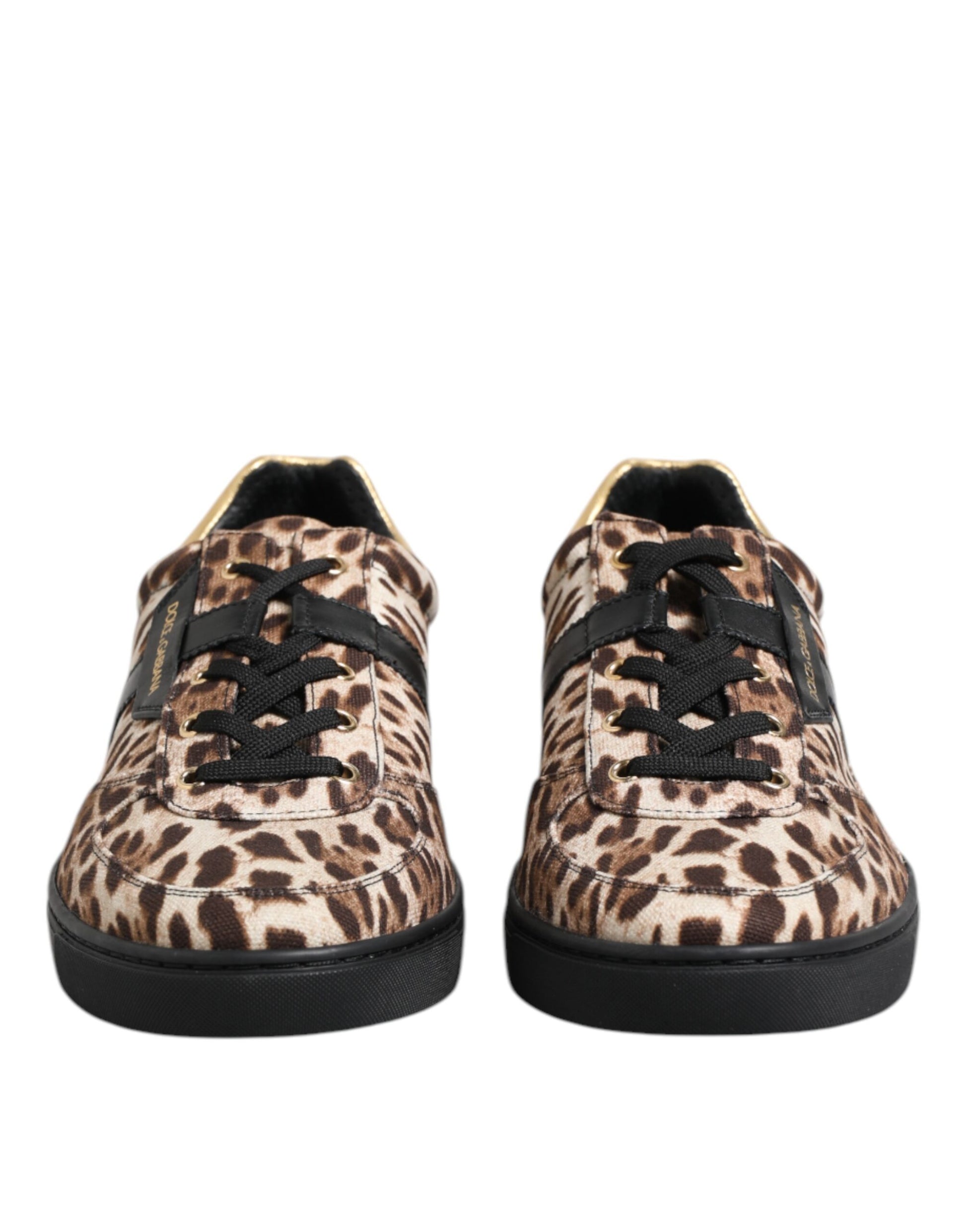 Brown Leopard Logo Print Cotton Sneakers Shoes