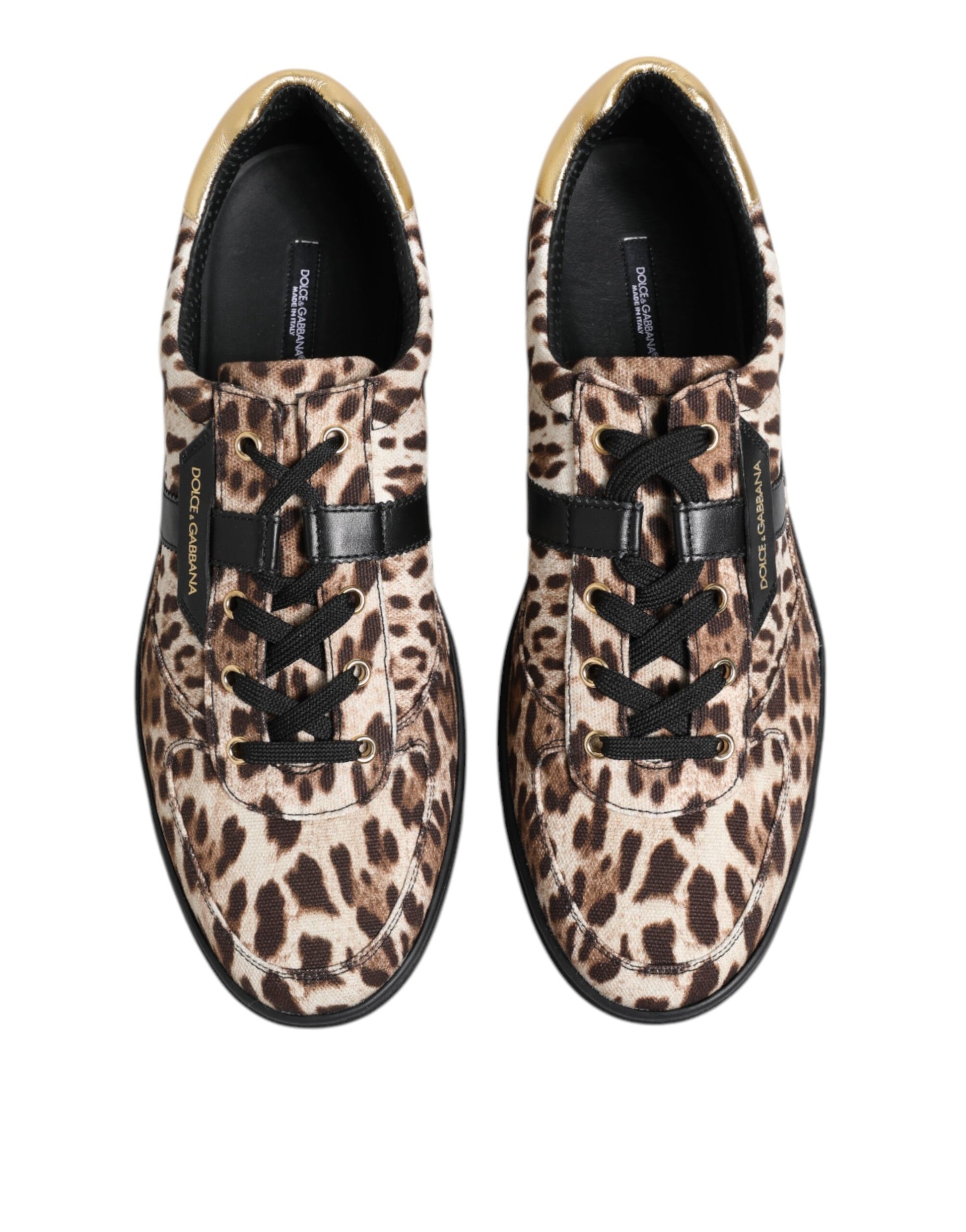 Brown Leopard Logo Print Cotton Sneakers Shoes
