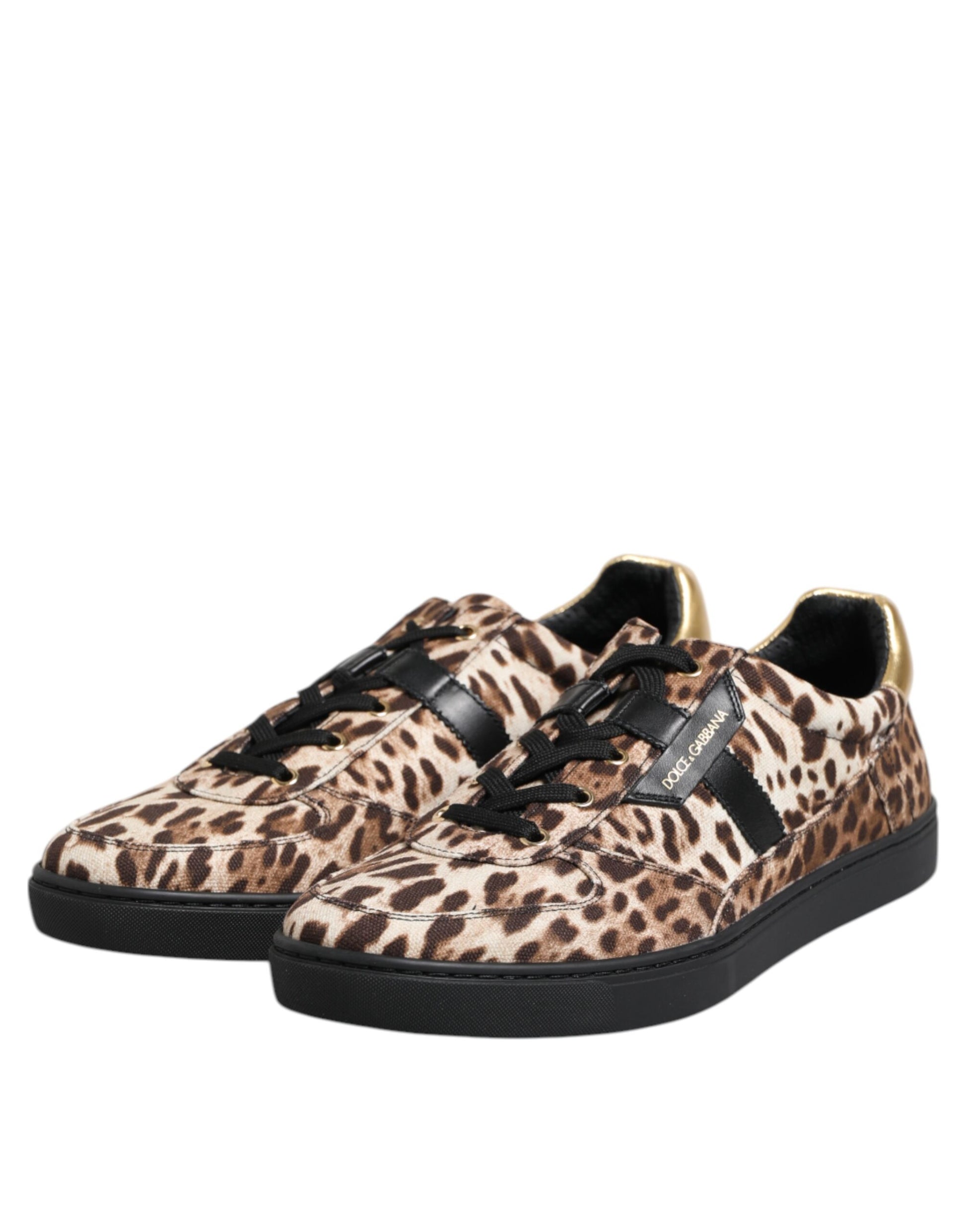 Brown Leopard Logo Print Cotton Sneakers Shoes