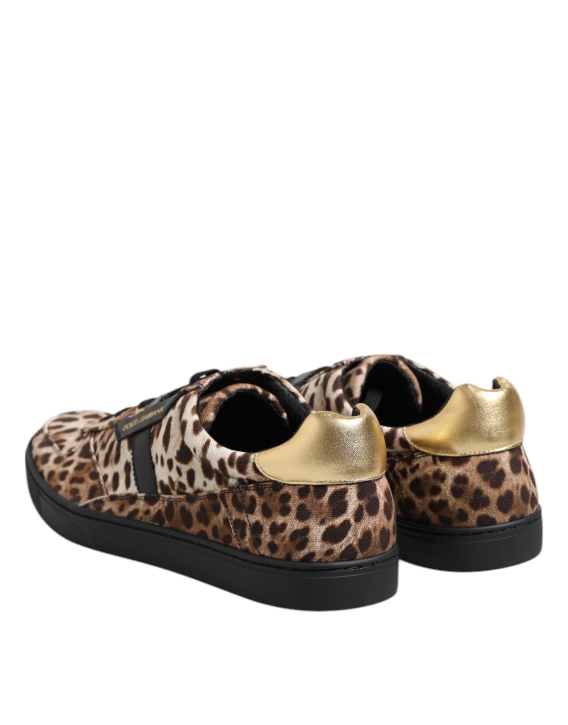 Brown Leopard Logo Print Cotton Sneakers Shoes