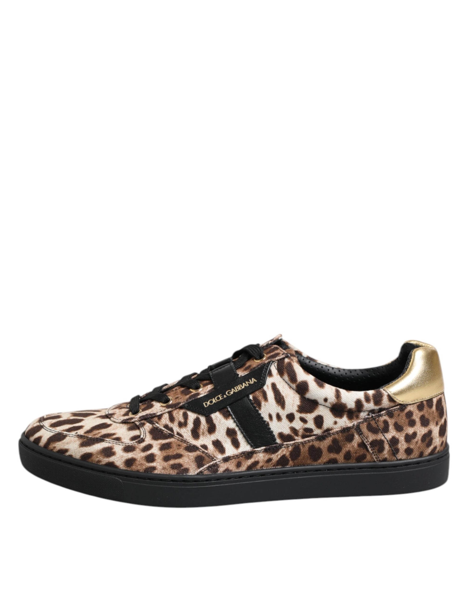 Brown Leopard Logo Print Cotton Sneakers Shoes