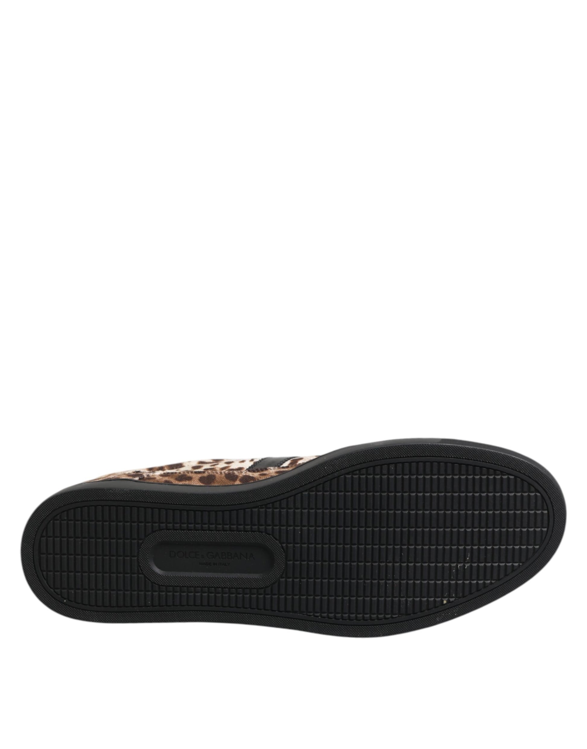 Brown Leopard Logo Print Cotton Sneakers Shoes