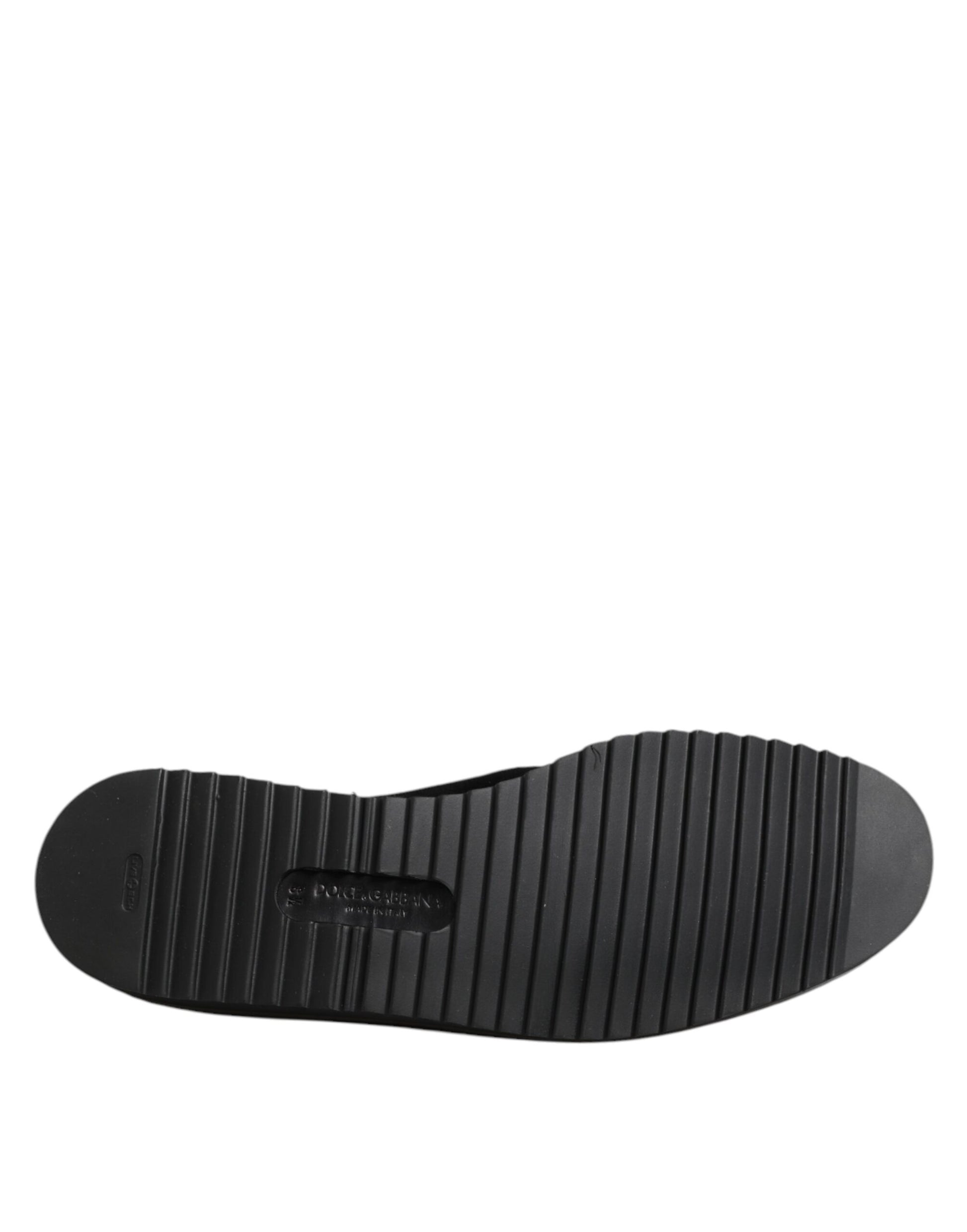 Black Embroidered Crown Loafers Shoes