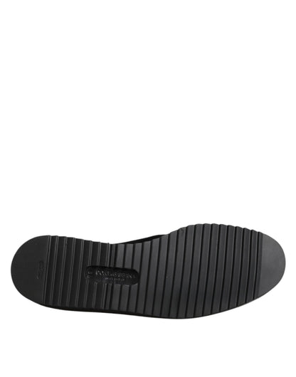 Black Embroidered Crown Loafers Shoes