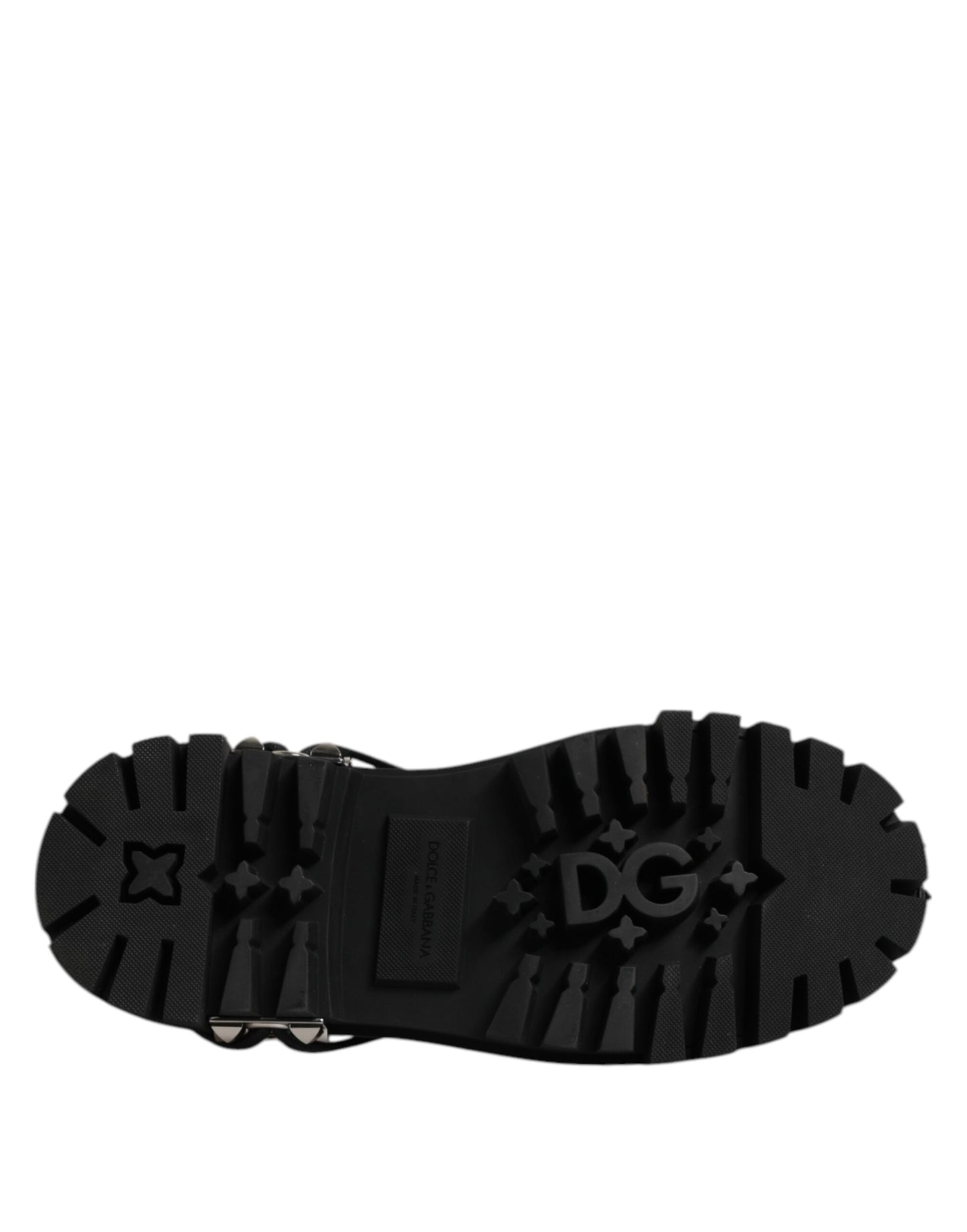 Black Leather Embellished Trekking Derby Shoes