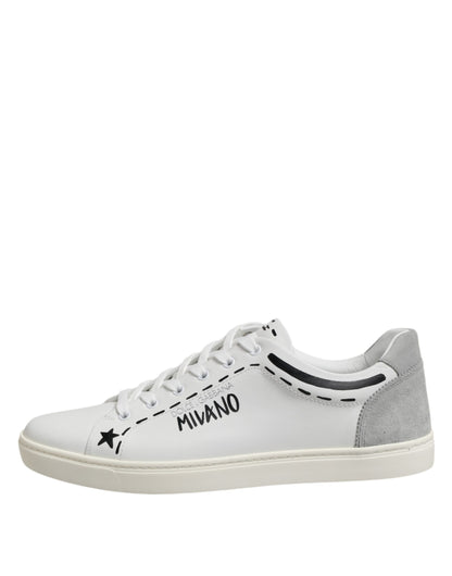White Leather MILANO Low Top Sneakers Shoes