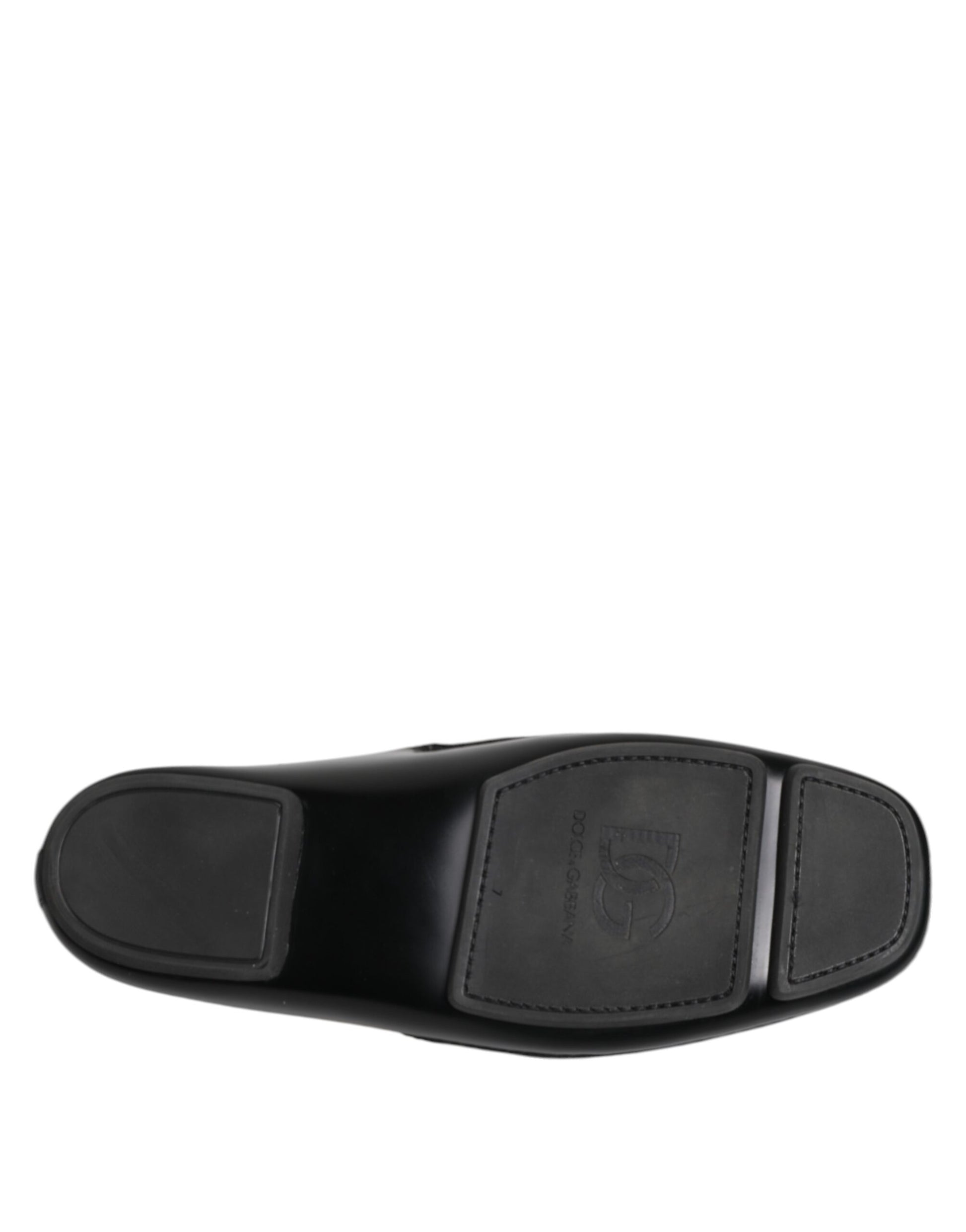 Black Logo Leather Men Slip On Sandals Shoes