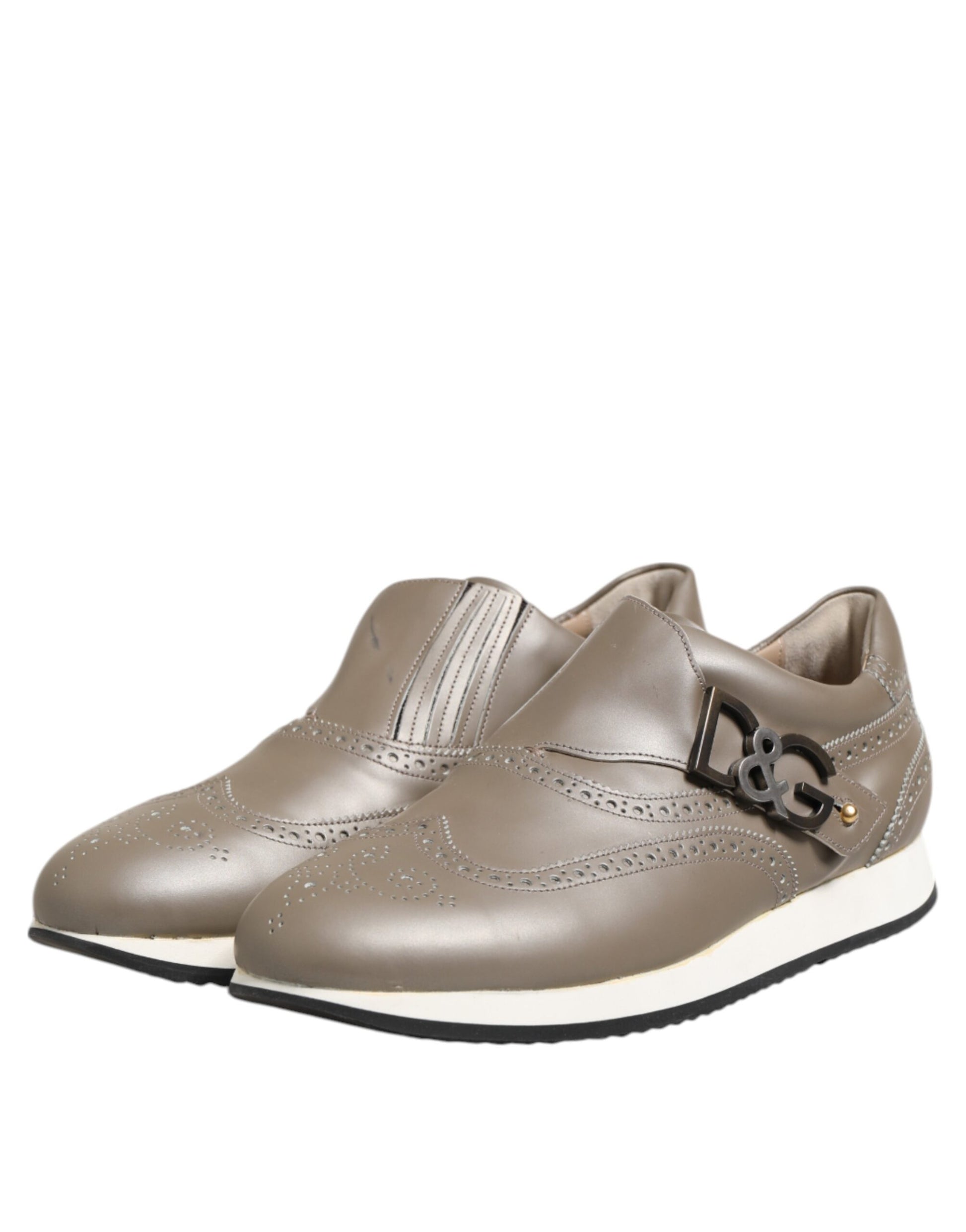 Brown Leather Men Low Top Sneakers Shoes