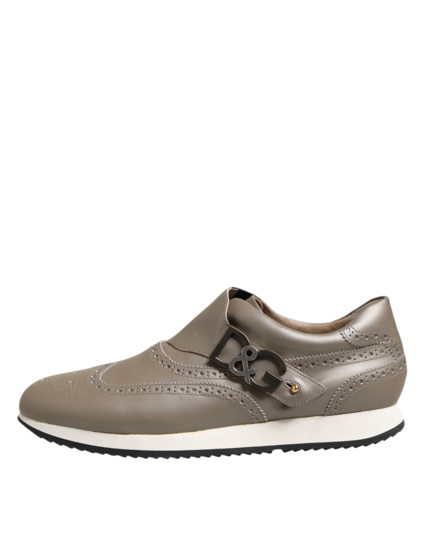 Brown Leather Men Low Top Sneakers Shoes