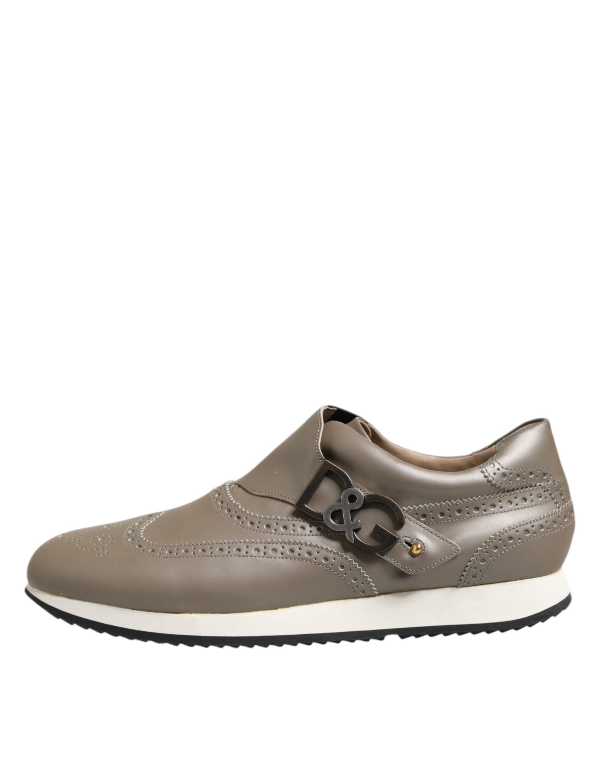 Brown Leather Men Low Top Sneakers Shoes