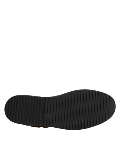 Brown Leather Men Low Top Sneakers Shoes
