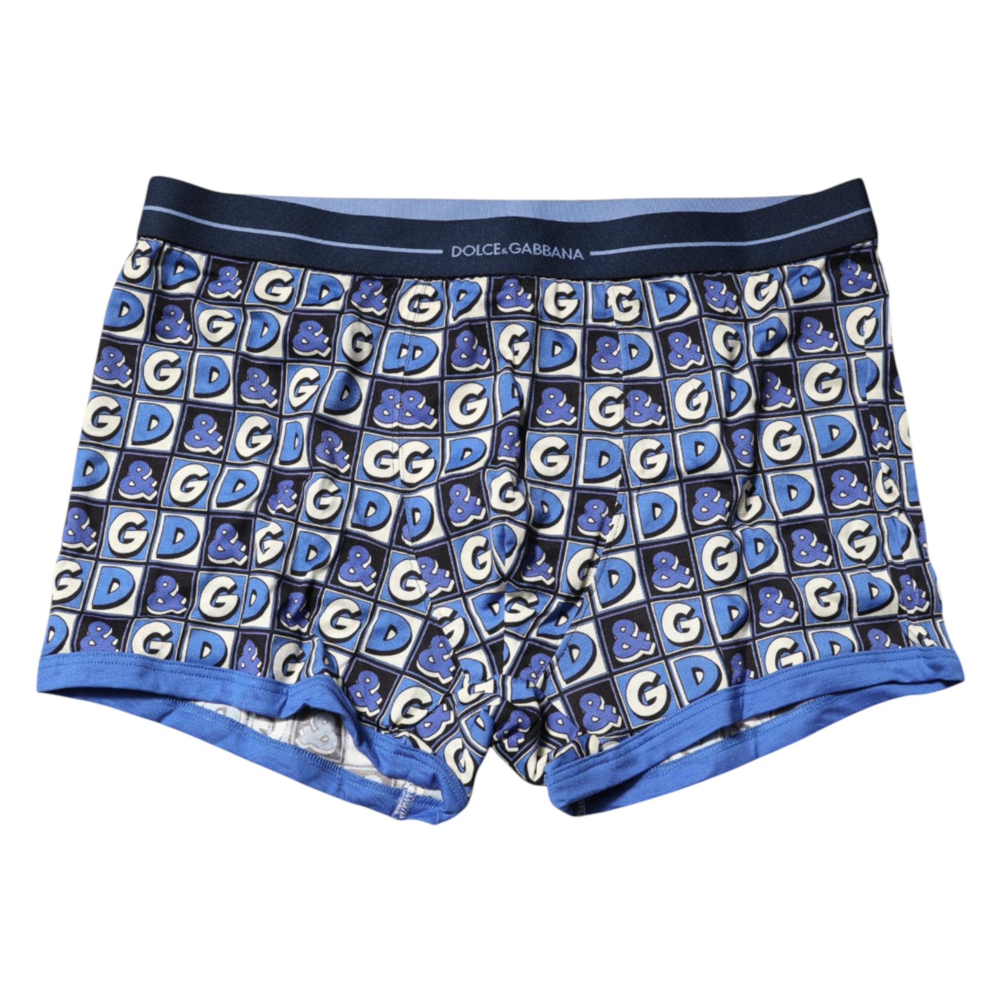Blue Cotton Logo Print Regular Boxer Underwear