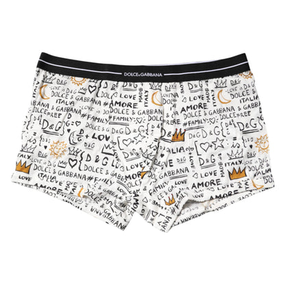 White Printed Cotton Regular Boxer Underwear