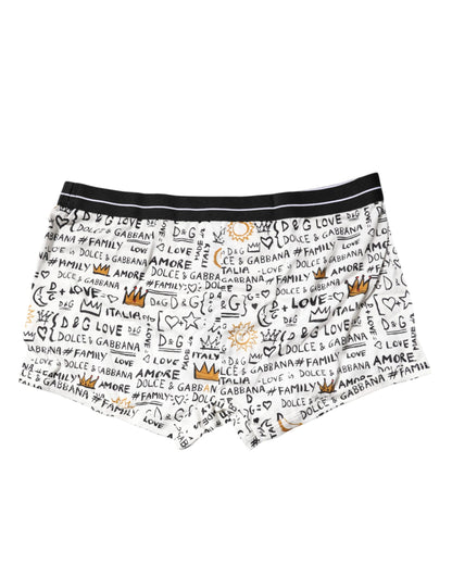 White Printed Cotton Regular Boxer Underwear