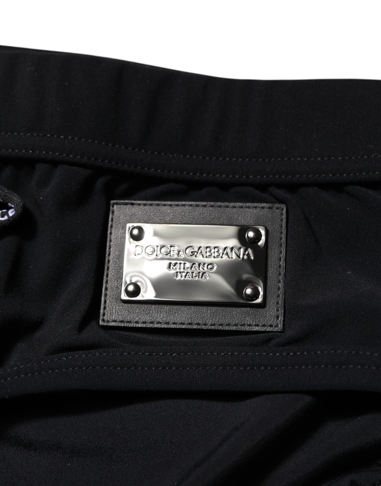Black Logo Plaque Men Beachwear Brief Swimwear