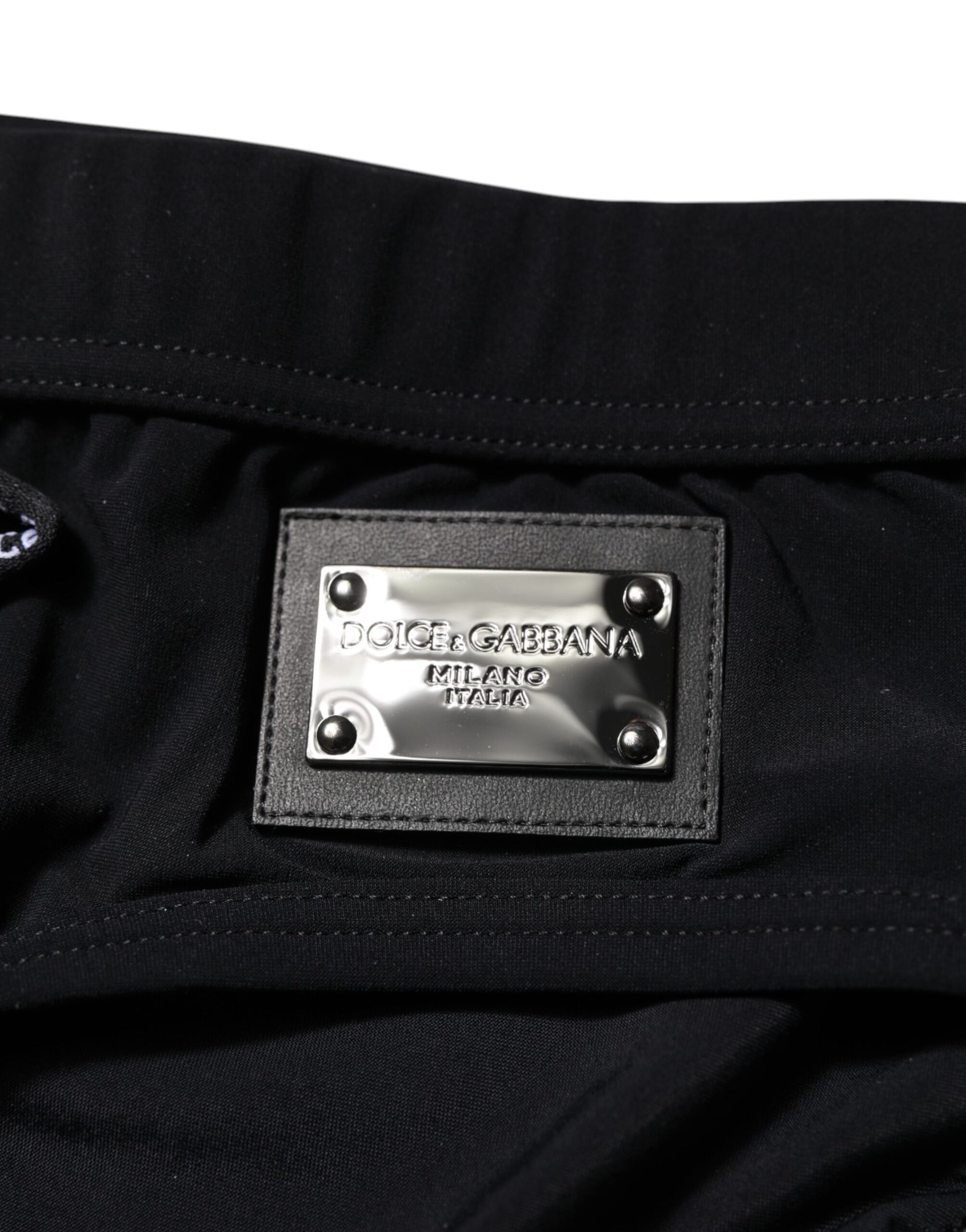 Black Logo Plaque Men Beachwear Brief Swimwear