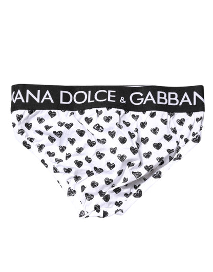 White Heart Printed Regular Brief Underwear