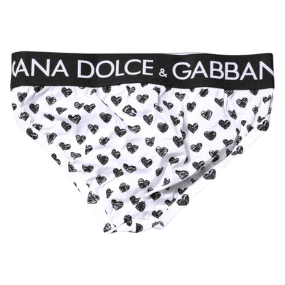 White Heart Printed Regular Brief Underwear