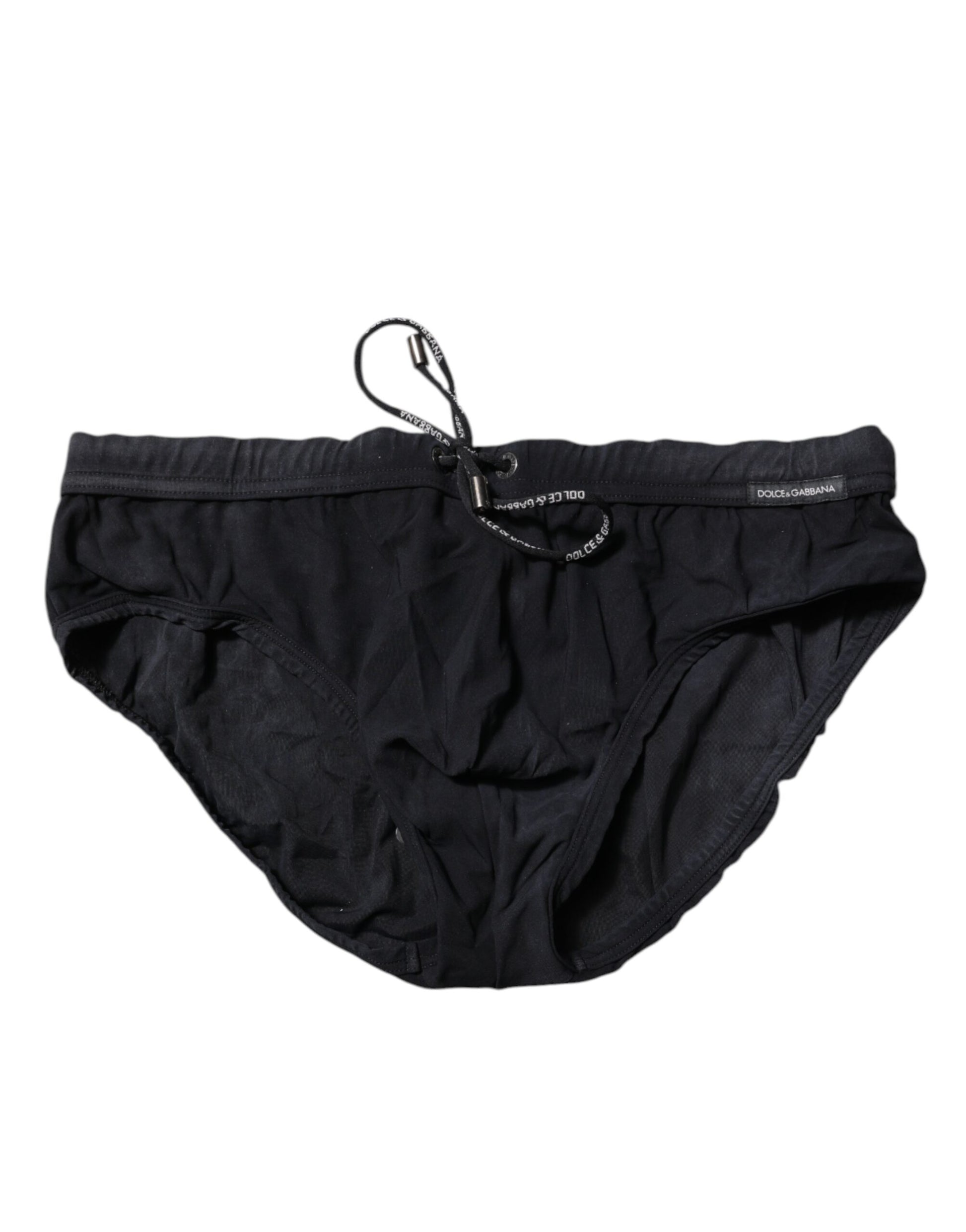 Black Drawstring Men Beachwear Brief Swimwear