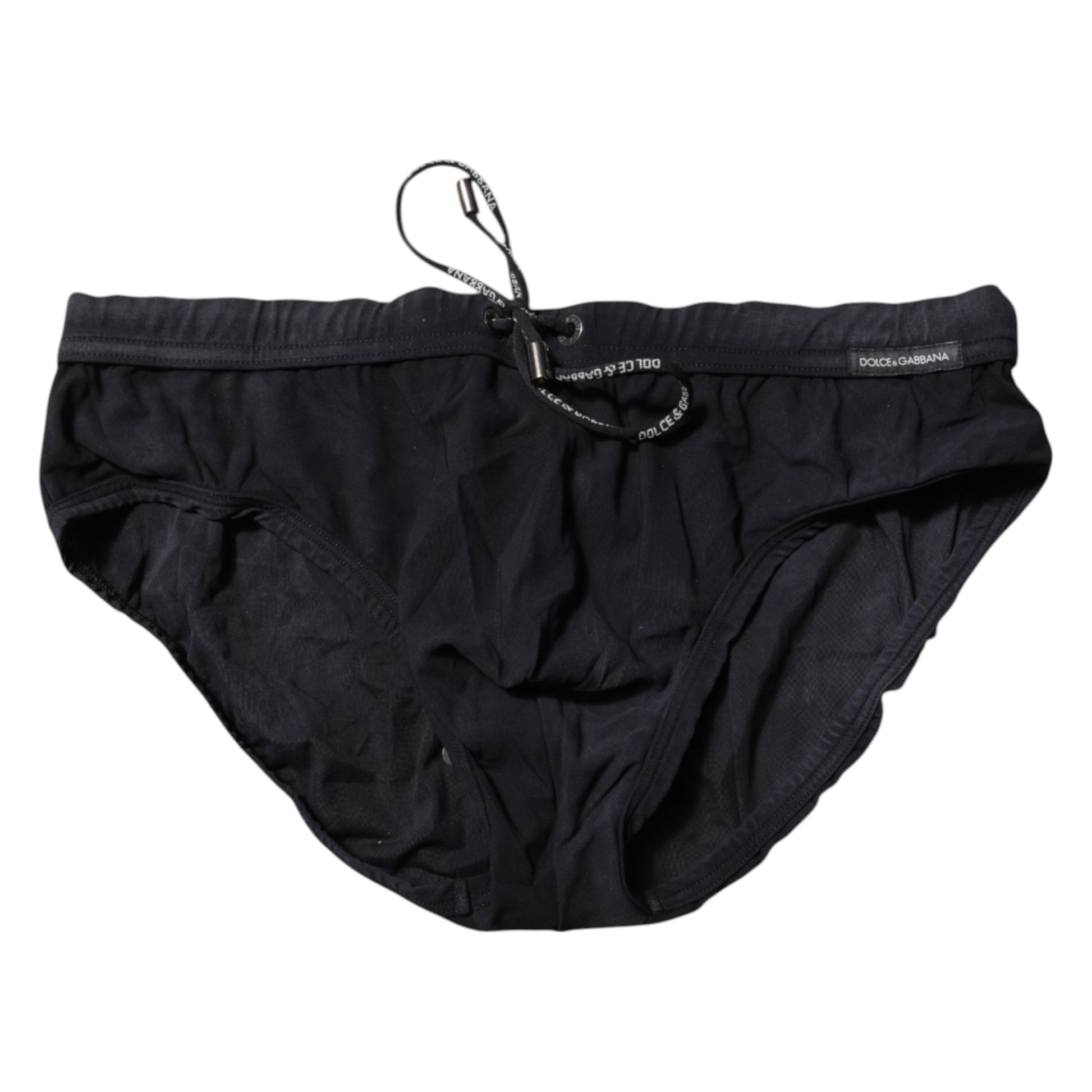 Black Drawstring Men Beachwear Brief Swimwear
