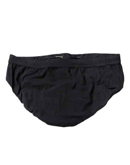 Black Drawstring Men Beachwear Brief Swimwear