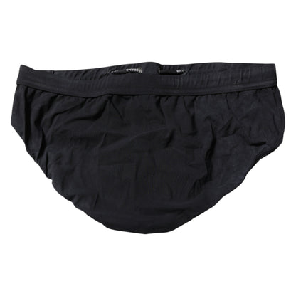 Black Drawstring Men Beachwear Brief Swimwear