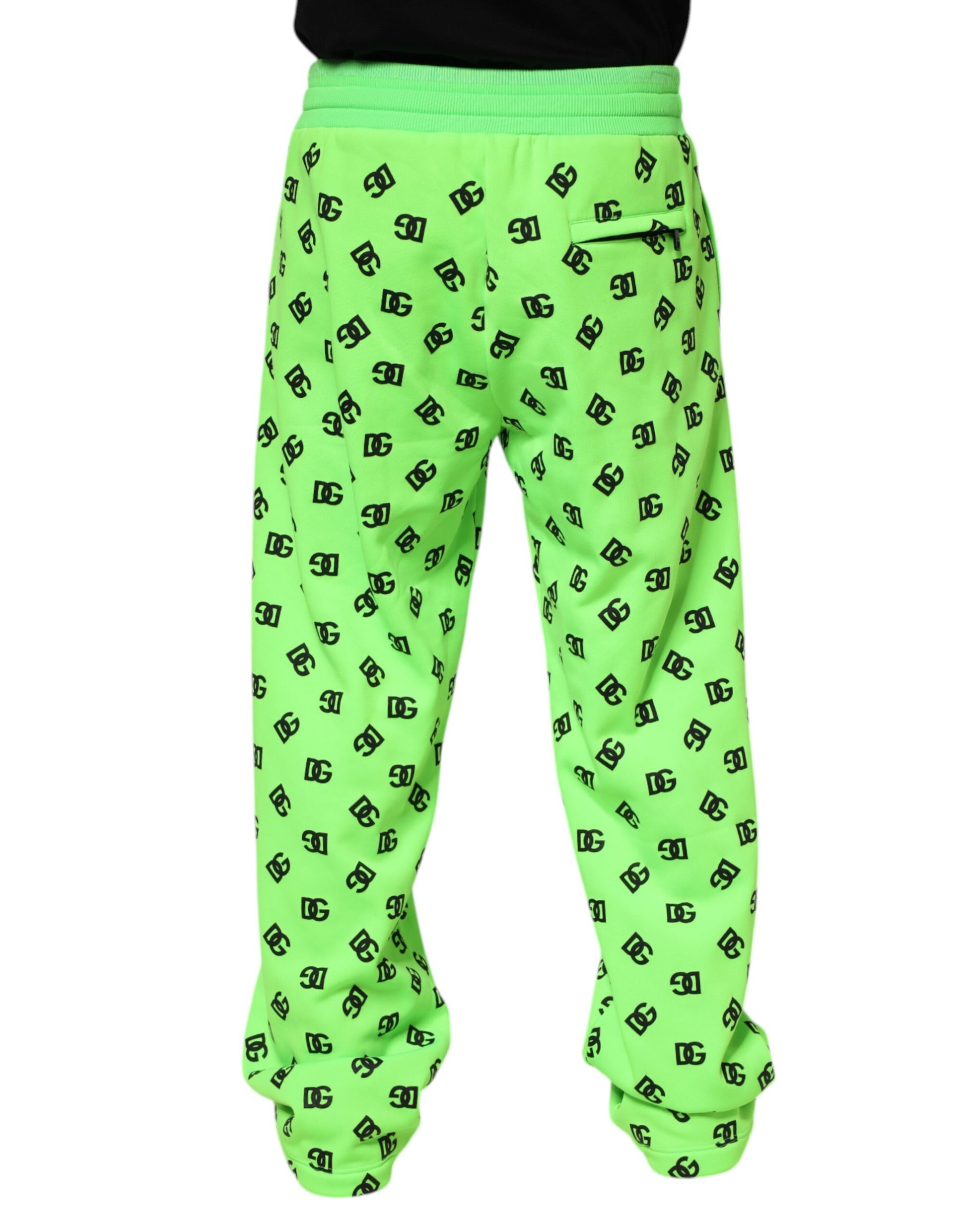 Green Logo Print Jogger Men Sweatpants Pants