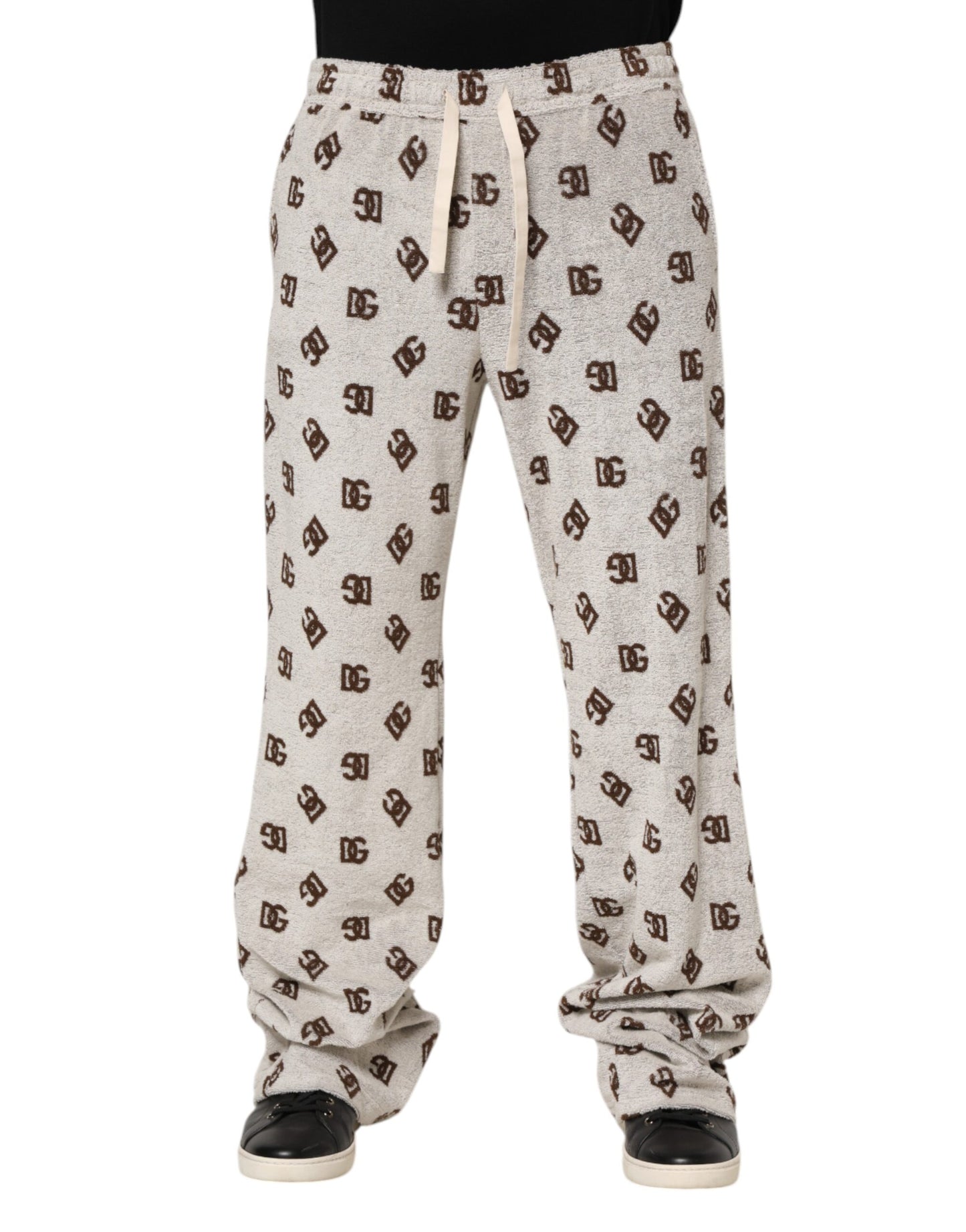 White Logo Print Jogger Men Sweatpants Pants
