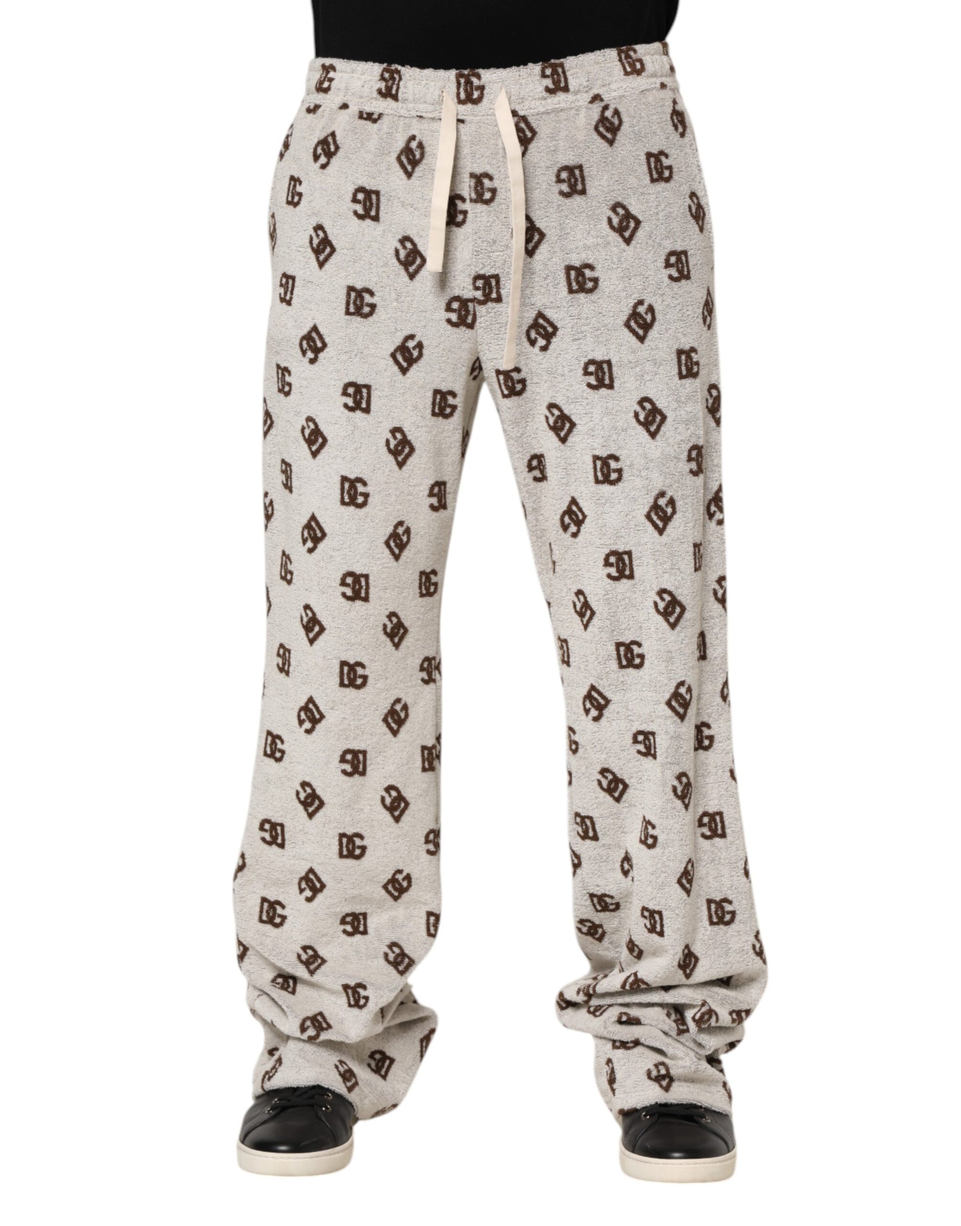 White Logo Print Jogger Men Sweatpants Pants