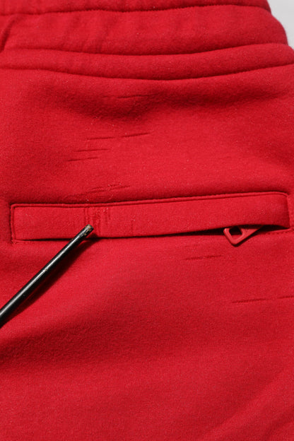 Red Cotton Logo Jogger Men Sweatpants Pants