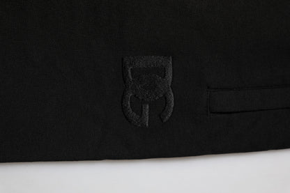 Black Cotton Logo Tape Men Jogger Pants