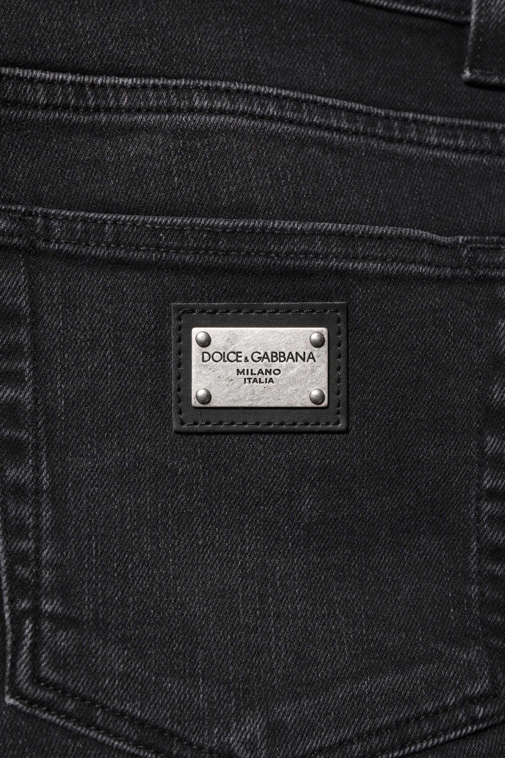 Black Washed Cotton Skinny Denim Jeans